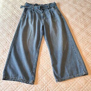 ana Women’s Wide Leg Paper bag Jeans With Belt Size 8